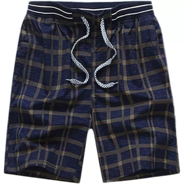 Flygo Men's Surf Quick Dry Elastic Waist Plaid Swim Trunks