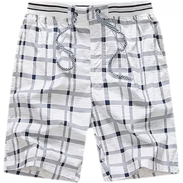 Flygo Men's Surf Quick Dry Elastic Waist Plaid Swim Trunks