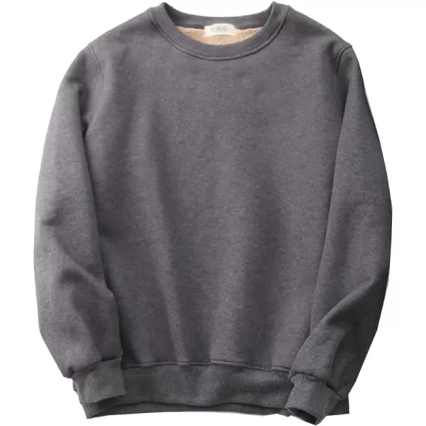 Flygo Men's Warm Crewneck Fleece Sweatshirt Sherpa Lined Pullover Tops