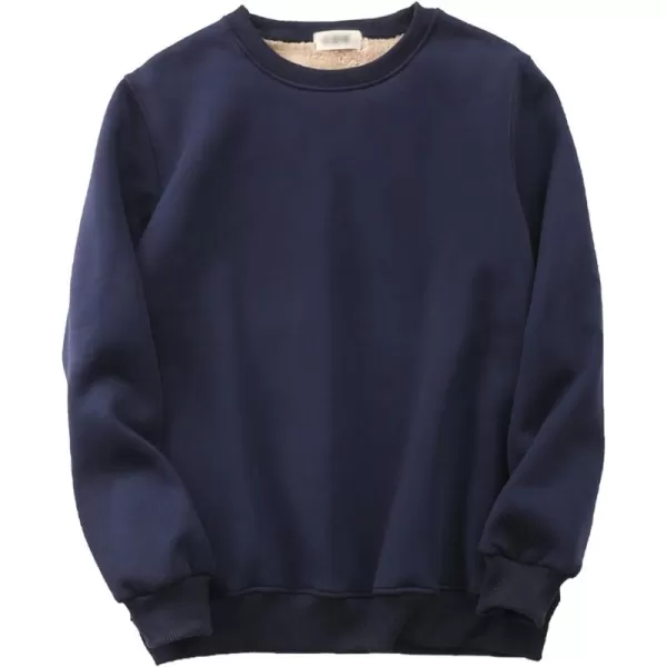 Flygo Men's Warm Crewneck Fleece Sweatshirt Sherpa Lined Pullover Tops