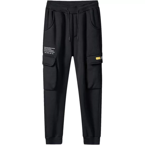 Flygo Men's Winter Casual Fleece Sherpa Lined Athletic Jogger Elastic Drawstring Thicken Sweatpants