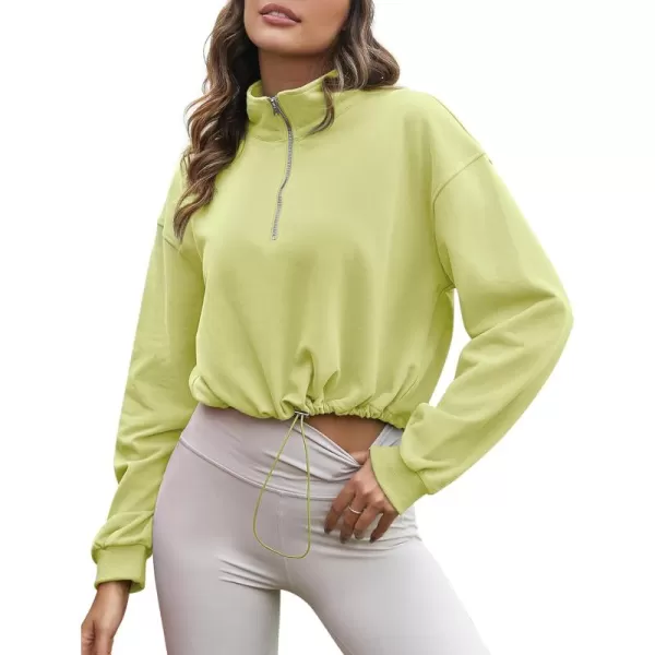 Flygo Womens Half Zip Hoodies Cropped Pullover Sweatshirt Fleece Lined Sweater Tops with Pocket Thumb Hole