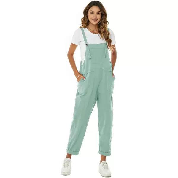 Flygo Womens Overalls Cotton Linen Overalls for Women Loose Fit Harem Wide Leg Jumpsuit with Pockets