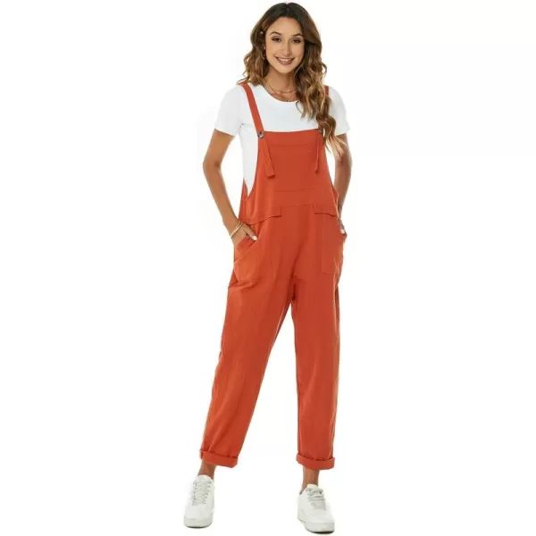 Flygo Womens Overalls Cotton Linen Overalls for Women Loose Fit Harem Wide Leg Jumpsuit with Pockets