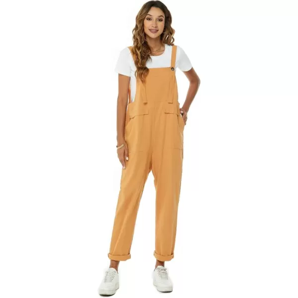 Flygo Womens Overalls Cotton Linen Overalls for Women Loose Fit Harem Wide Leg Jumpsuit with Pockets