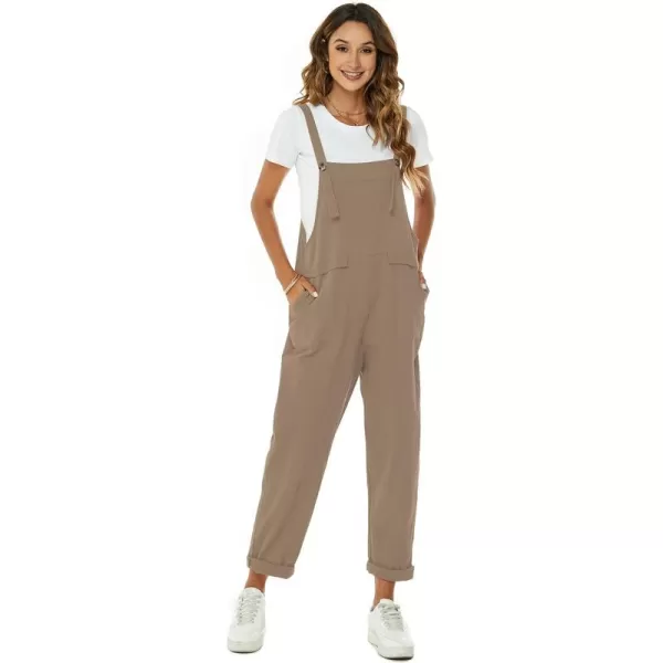 Flygo Womens Overalls Cotton Linen Overalls for Women Loose Fit Harem Wide Leg Jumpsuit with Pockets
