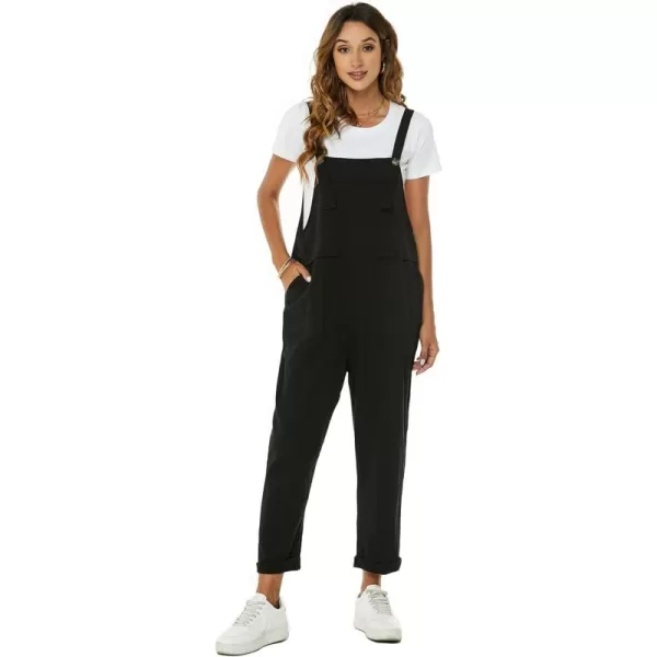 Flygo Womens Overalls Cotton Linen Overalls for Women Loose Fit Harem Wide Leg Jumpsuit with Pockets