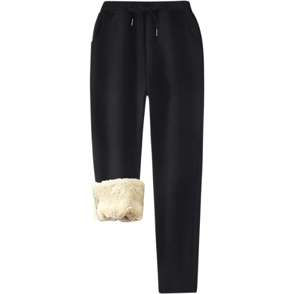 Flygo Womens Sherpa Lined Athletic Sweatpants Winter Active Joggers Fleece Pants)