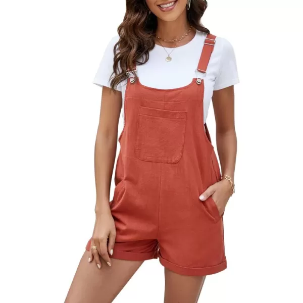 Flygo Women's Short Overalls Summer Casual Cotton Linen Adjustable Bib Shortalls Jumpsuits Romper Shorts with Pockets