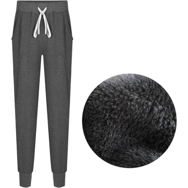 Flygo Womens Winter Fleece Sweatpants Sherpa Lined Athletic Jogger Loose-fit High Waist Harem Pants for Workout, Training)