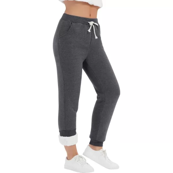 Flygo Women's Winter Warm Fleece Joggers Pants Sherpa Lined Athletic Active Sweatpants