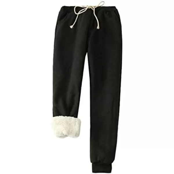 Flygo Women's Winter Warm Fleece Joggers Pants Sherpa Lined Athletic Active Sweatpants