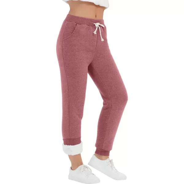 Flygo Women's Winter Warm Fleece Joggers Pants Sherpa Lined Athletic Active Sweatpants