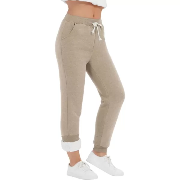Flygo Women's Winter Warm Fleece Joggers Pants Sherpa Lined Athletic Active Sweatpants