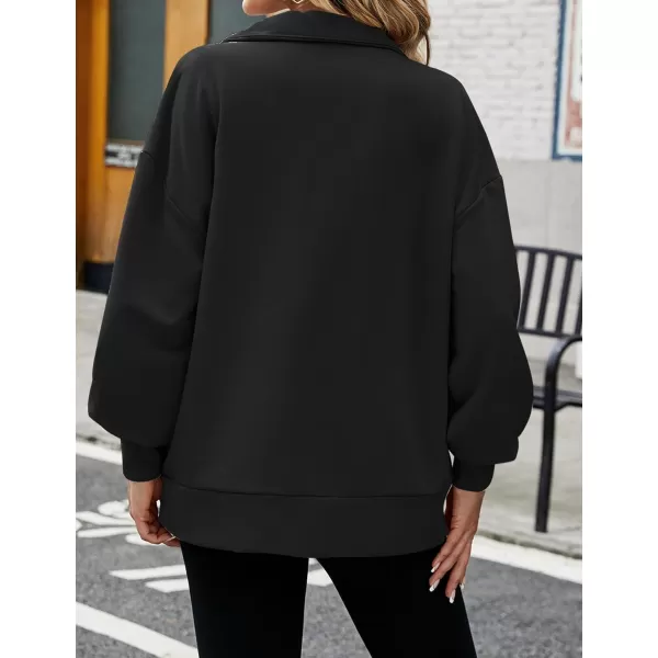 Flygo Womens Oversized Half Zip Pullover Long Sleeve Sweatshirt Quarter Zip Hoodie Trendy Fall Fashion Y2K Clothes Teen Girls