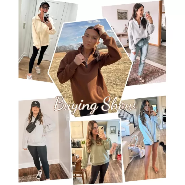 Flygo Womens Oversized Half Zip Pullover Long Sleeve Sweatshirt Quarter Zip Hoodie Trendy Fall Fashion Y2K Clothes Teen Girls