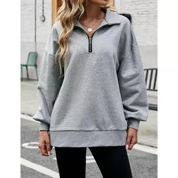 Flygo Womens Oversized Half Zip Pullover Long Sleeve Sweatshirt Quarter Zip Hoodie Trendy Fall Fashion Y2K Clothes Teen Girls