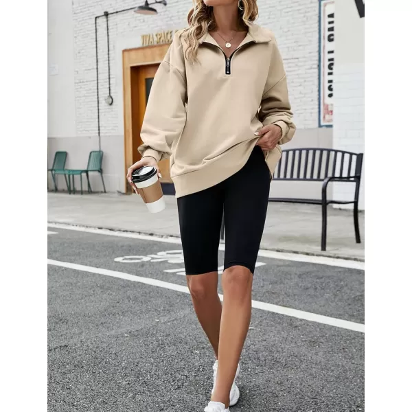 Flygo Womens Oversized Half Zip Pullover Long Sleeve Sweatshirt Quarter Zip Hoodie Trendy Fall Fashion Y2K Clothes Teen Girls
