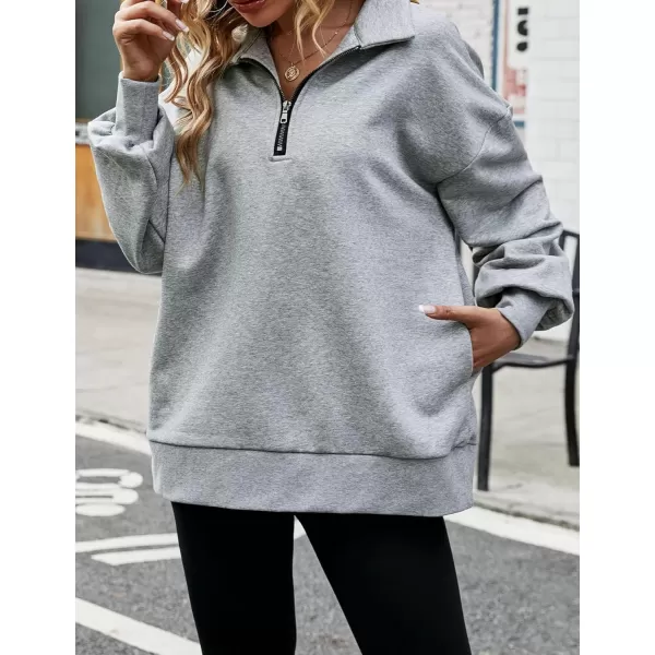 Flygo Womens Oversized Half Zip Pullover Long Sleeve Sweatshirt Quarter Zip Hoodie Trendy Fall Fashion Y2K Clothes Teen Girls