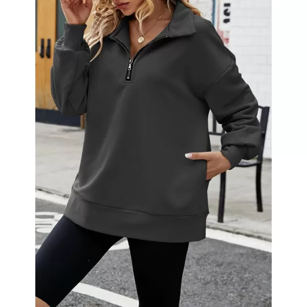 Flygo Womens Oversized Half Zip Pullover Long Sleeve Sweatshirt Quarter Zip Hoodie Trendy Fall Fashion Y2K Clothes Teen Girls