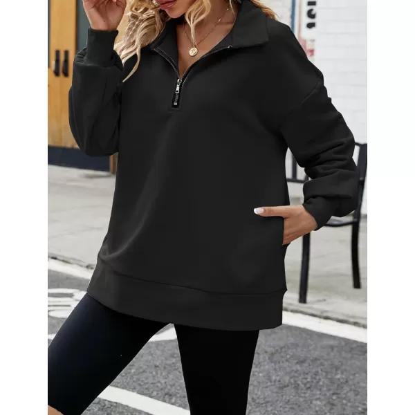 Flygo Womens Oversized Half Zip Pullover Long Sleeve Sweatshirt Quarter Zip Hoodie Trendy Fall Fashion Y2K Clothes Teen Girls