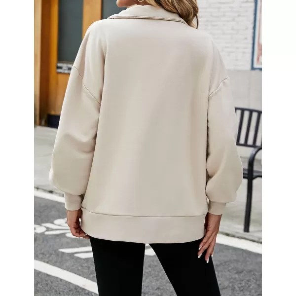 Flygo Womens Oversized Half Zip Pullover Long Sleeve Sweatshirt Quarter Zip Hoodie Trendy Fall Fashion Y2K Clothes Teen Girls
