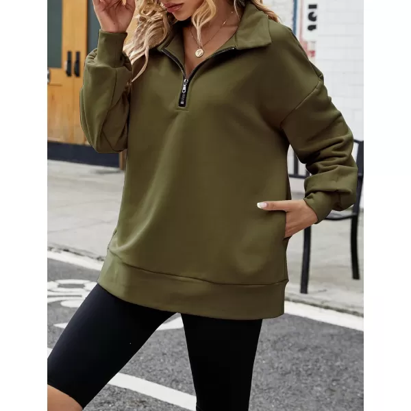 Flygo Womens Oversized Half Zip Pullover Long Sleeve Sweatshirt Quarter Zip Hoodie Trendy Fall Fashion Y2K Clothes Teen Girls