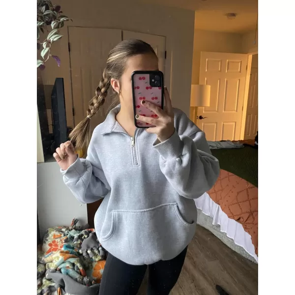 Flygo Womens Oversized Half Zip Pullover Long Sleeve Sweatshirt Quarter Zip Hoodie Trendy Fall Fashion Y2K Clothes Teen Girls