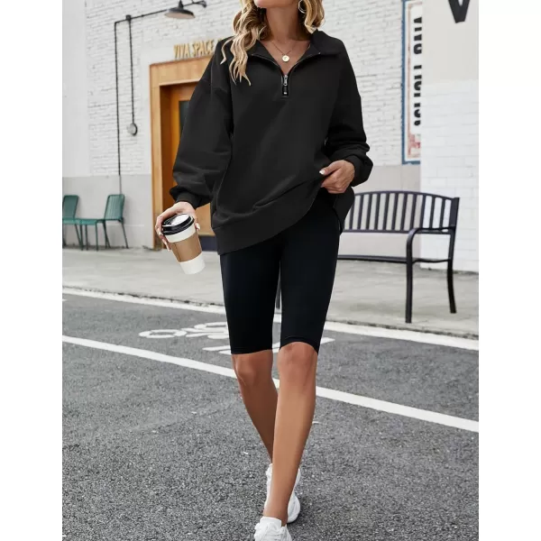 Flygo Womens Oversized Half Zip Pullover Long Sleeve Sweatshirt Quarter Zip Hoodie Trendy Fall Fashion Y2K Clothes Teen Girls