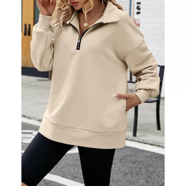 Flygo Womens Oversized Half Zip Pullover Long Sleeve Sweatshirt Quarter Zip Hoodie Trendy Fall Fashion Y2K Clothes Teen Girls