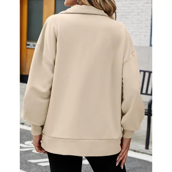 Flygo Womens Oversized Half Zip Pullover Long Sleeve Sweatshirt Quarter Zip Hoodie Trendy Fall Fashion Y2K Clothes Teen Girls