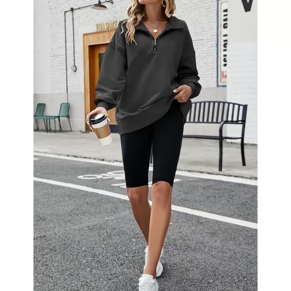 Flygo Womens Oversized Half Zip Pullover Long Sleeve Sweatshirt Quarter Zip Hoodie Trendy Fall Fashion Y2K Clothes Teen Girls