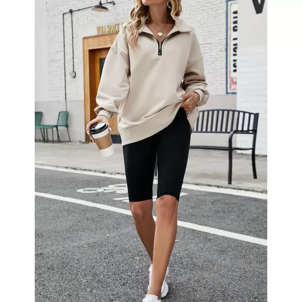 Flygo Womens Oversized Half Zip Pullover Long Sleeve Sweatshirt Quarter Zip Hoodie Trendy Fall Fashion Y2K Clothes Teen Girls