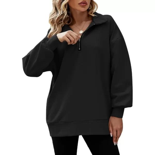 Flygo Womens Oversized Half Zip Pullover Long Sleeve Sweatshirt Quarter Zip Hoodie Trendy Fall Fashion Y2K Clothes Teen Girls