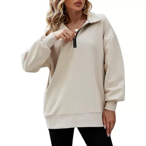 Flygo Womens Oversized Half Zip Pullover Long Sleeve Sweatshirt Quarter Zip Hoodie Trendy Fall Fashion Y2K Clothes Teen Girls