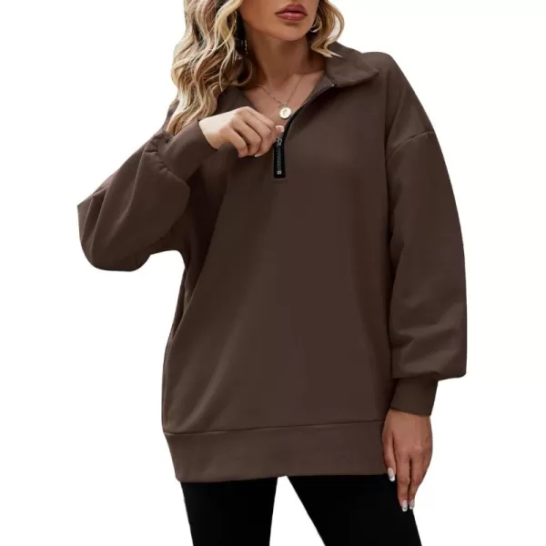 Flygo Womens Oversized Half Zip Pullover Long Sleeve Sweatshirt Quarter Zip Hoodie Trendy Fall Fashion Y2K Clothes Teen Girls