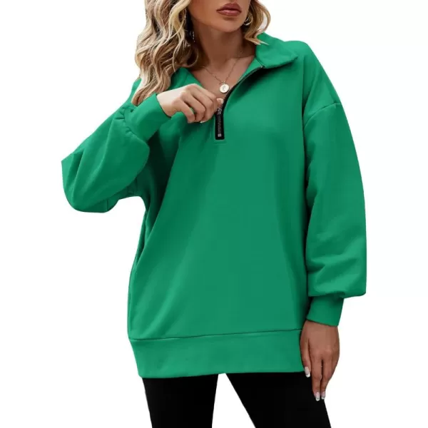 Flygo Womens Oversized Half Zip Pullover Long Sleeve Sweatshirt Quarter Zip Hoodie Trendy Fall Fashion Y2K Clothes Teen Girls