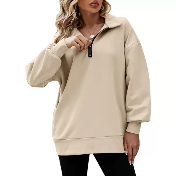Flygo Womens Oversized Half Zip Pullover Long Sleeve Sweatshirt Quarter Zip Hoodie Trendy Fall Fashion Y2K Clothes Teen Girls