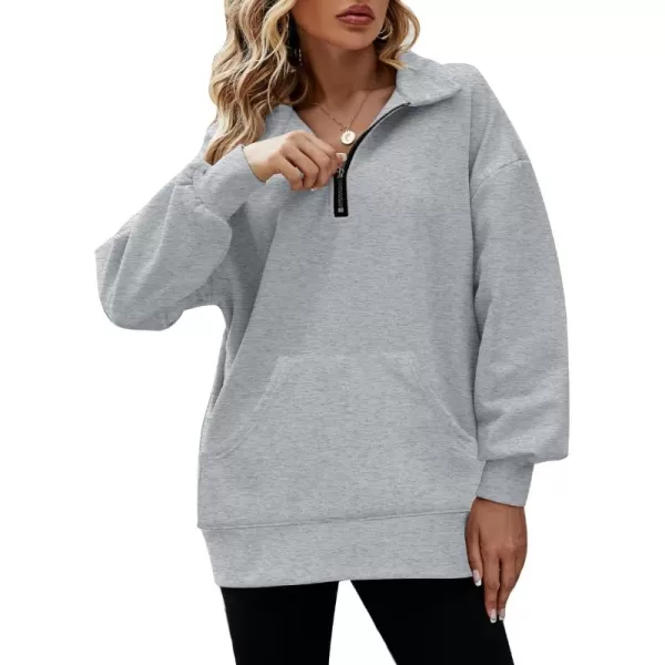 Flygo Womens Oversized Half Zip Pullover Long Sleeve Sweatshirt Quarter Zip Hoodie Trendy Fall Fashion Y2K Clothes Teen Girls