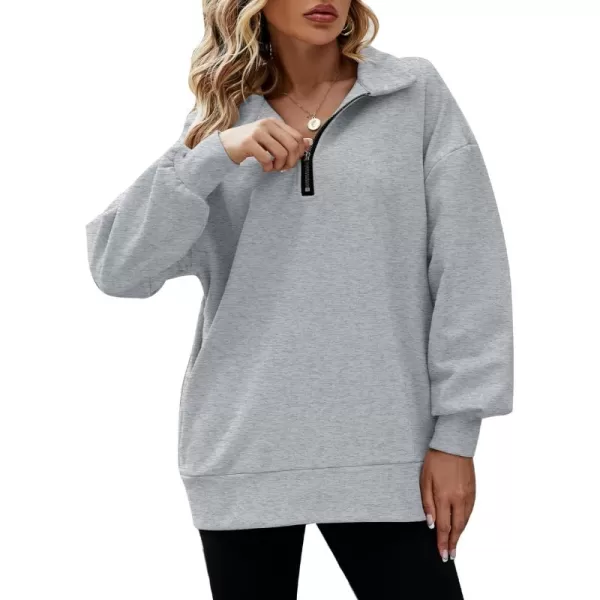 Flygo Womens Oversized Half Zip Pullover Long Sleeve Sweatshirt Quarter Zip Hoodie Trendy Fall Fashion Y2K Clothes Teen Girls