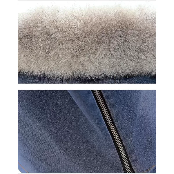 Flygo Women Thick Sherpa Fleece Lined Denim Trucker Jacket Hooded Jean Coat