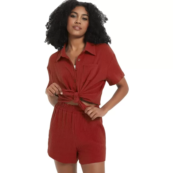 Flygo Womens Casual 2 Piece Outfits Cotton Linen Sets Button Down Shirt Top Shorts Pajama Set Tracksuit