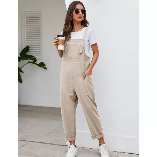 Flygo Women's Casual Cotton Overalls Wide Leg Loose Fit Jumpsuit Baggy Rompers with Pockets