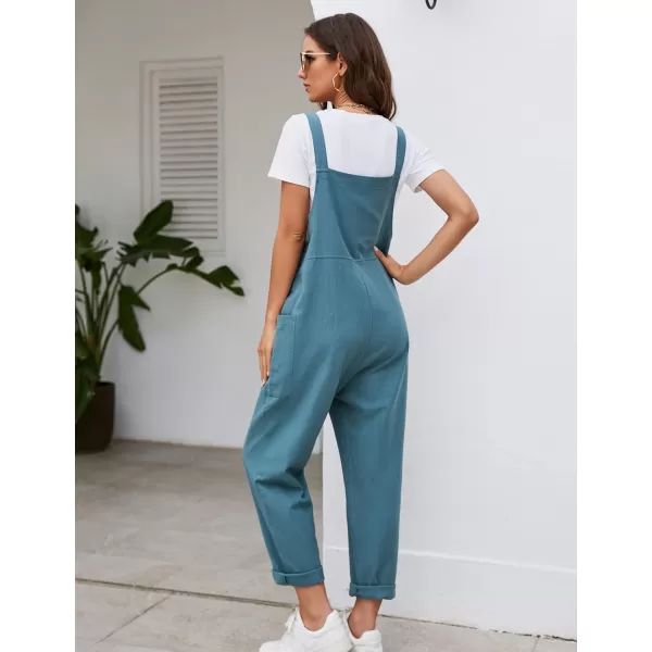 Flygo Women's Casual Cotton Overalls Wide Leg Loose Fit Jumpsuit Baggy Rompers with Pockets