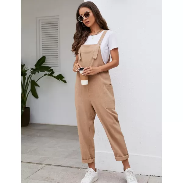 Flygo Women's Casual Cotton Overalls Wide Leg Loose Fit Jumpsuit Baggy Rompers with Pockets