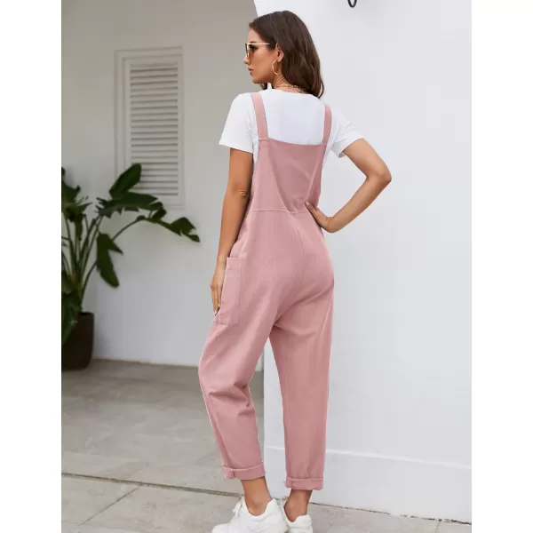 Flygo Women's Casual Cotton Overalls Wide Leg Loose Fit Jumpsuit Baggy Rompers with Pockets