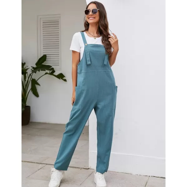 Flygo Women's Casual Cotton Overalls Wide Leg Loose Fit Jumpsuit Baggy Rompers with Pockets
