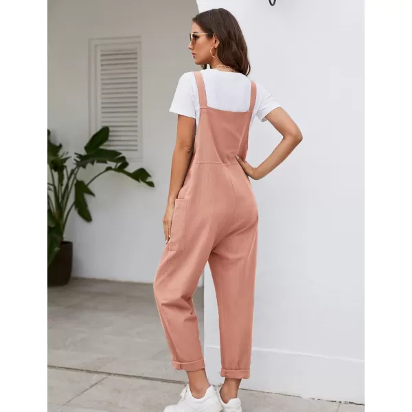 Flygo Women's Casual Cotton Overalls Wide Leg Loose Fit Jumpsuit Baggy Rompers with Pockets