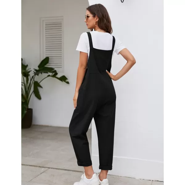 Flygo Women's Casual Cotton Overalls Wide Leg Loose Fit Jumpsuit Baggy Rompers with Pockets