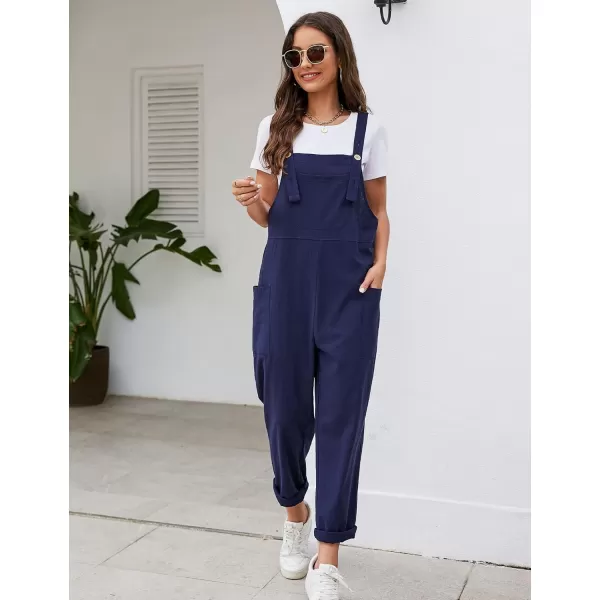 Flygo Women's Casual Cotton Overalls Wide Leg Loose Fit Jumpsuit Baggy Rompers with Pockets